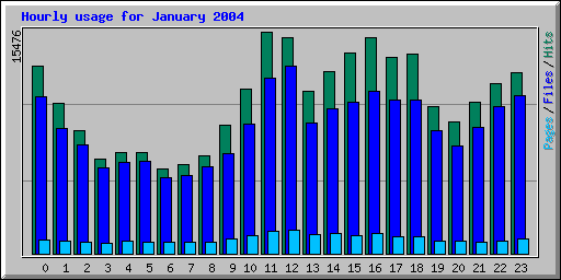 Hourly usage for January 2004