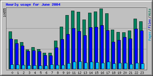 Hourly usage for June 2004